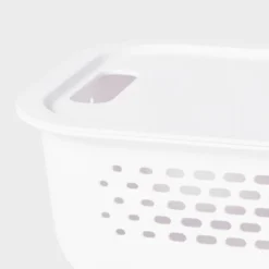 Narrow Small Decorative Plastic Bin White - Brightroom™: Modern Storage With Cut-Out Handles, 13" Cube Compatible -Daily Comfort Store GUEST e027765e bf05 4de3 901a 6291fe6e8051