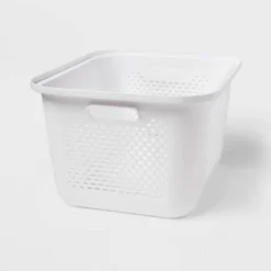 Medium Decorative Plastic Bin With Cutout Handles - Brightroom™ -Daily Comfort Store GUEST e1f081c9 83c4 4d3b b49c 871ebffed813