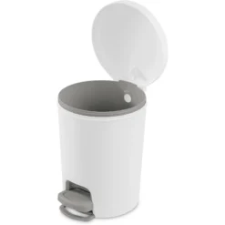 1.6gal Round Step Trash Can - Brightroom™: Compact Pedal-Operated Lid, Small Bathroom Bin, Textured White Finish -Daily Comfort Store GUEST e7b7d364 e2e5 4250 831e 4f714ade8431