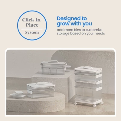 3pk Click In Place 30oz Insert Storage Containers White And Clear - Brightroom™ 6 3pk Click In Place 30oz Insert Storage Containers White And Clear - Brightroom™ - Image 4