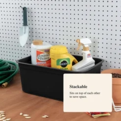 Folio Heavy Duty Storage Bin - Brightroom™: Black Plastic, Stackable, Portable, Universal Storage, 18.6 Volume Capacity -Daily Comfort Store GUEST ffee4270 d976 4a1d 8f8a dcb319bc901c